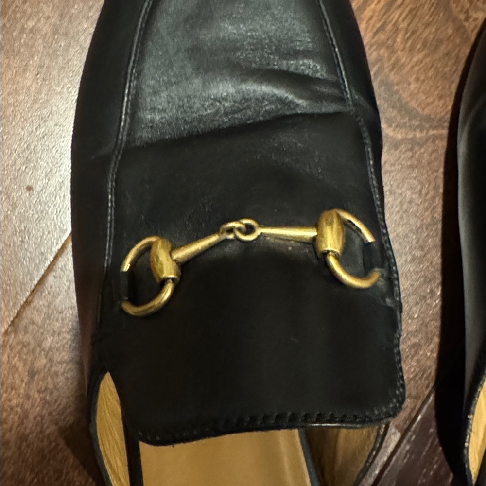 Gucci Princeton Authentic leather slipper slides with classic gold horse bit - Picture 10 of 16